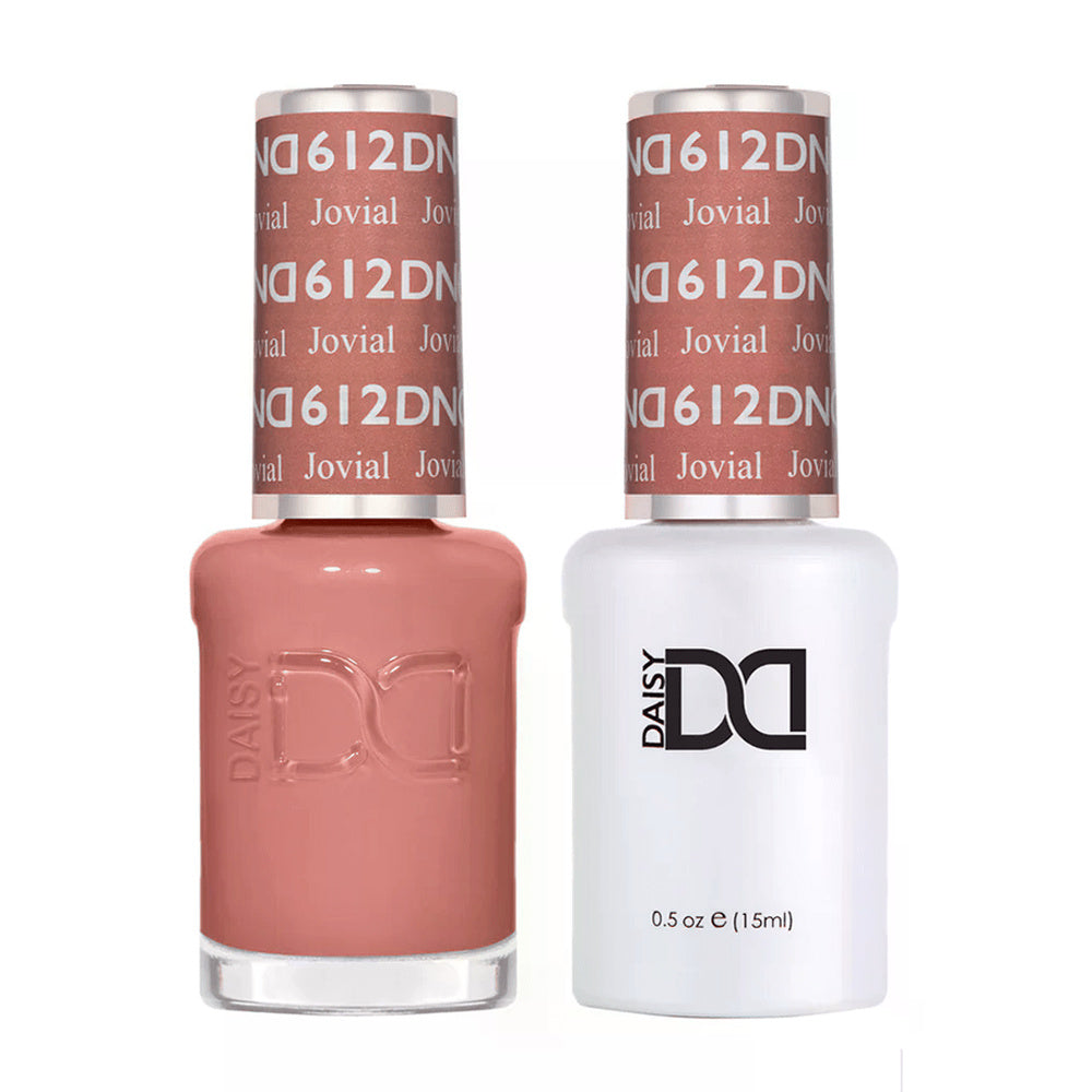 DND Duo 612 Jovial, gel polish and matching nail lacquer bottles