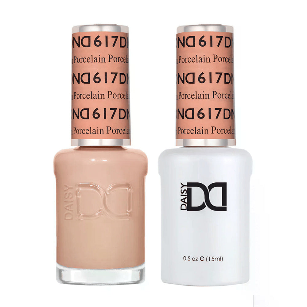 DND Duo 617 Porcelain, gel polish and matching nail lacquer bottles