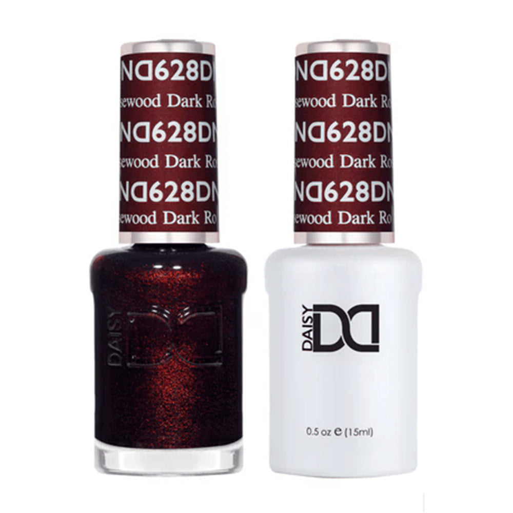DND Duo 628 Dark Rosewood, gel polish and matching nail lacquer bottles