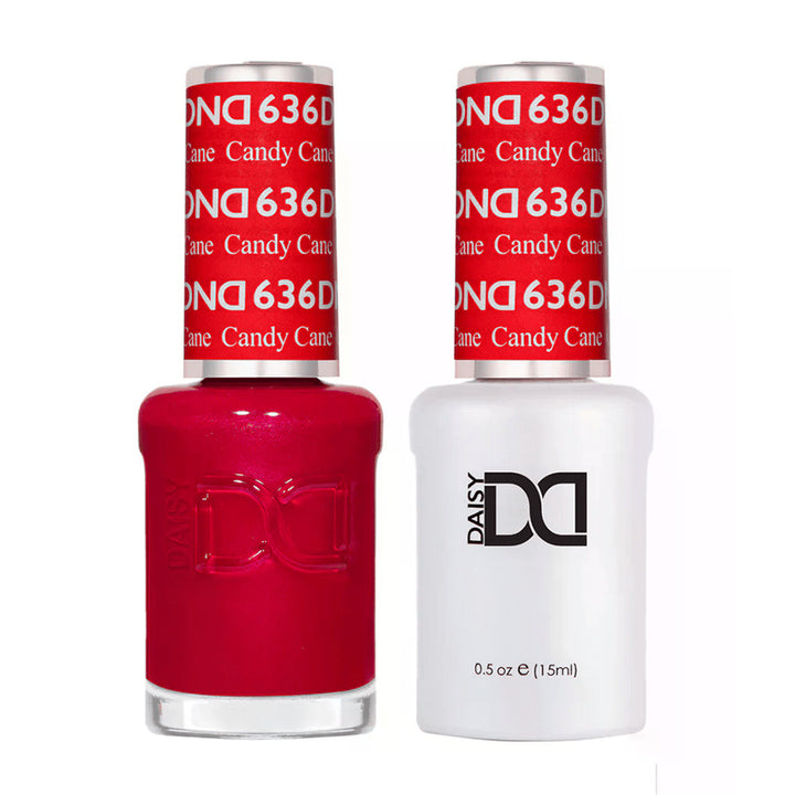 DND Duo 636 Candy Cane, gel polish and matching nail lacquer bottles