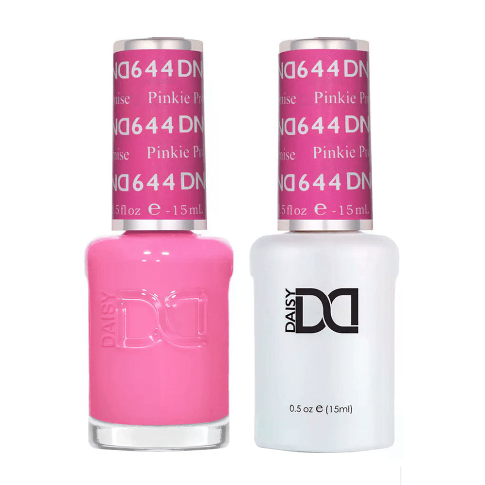 DND Duo 644 Pinkie Promise, gel polish and matching nail lacquer bottles