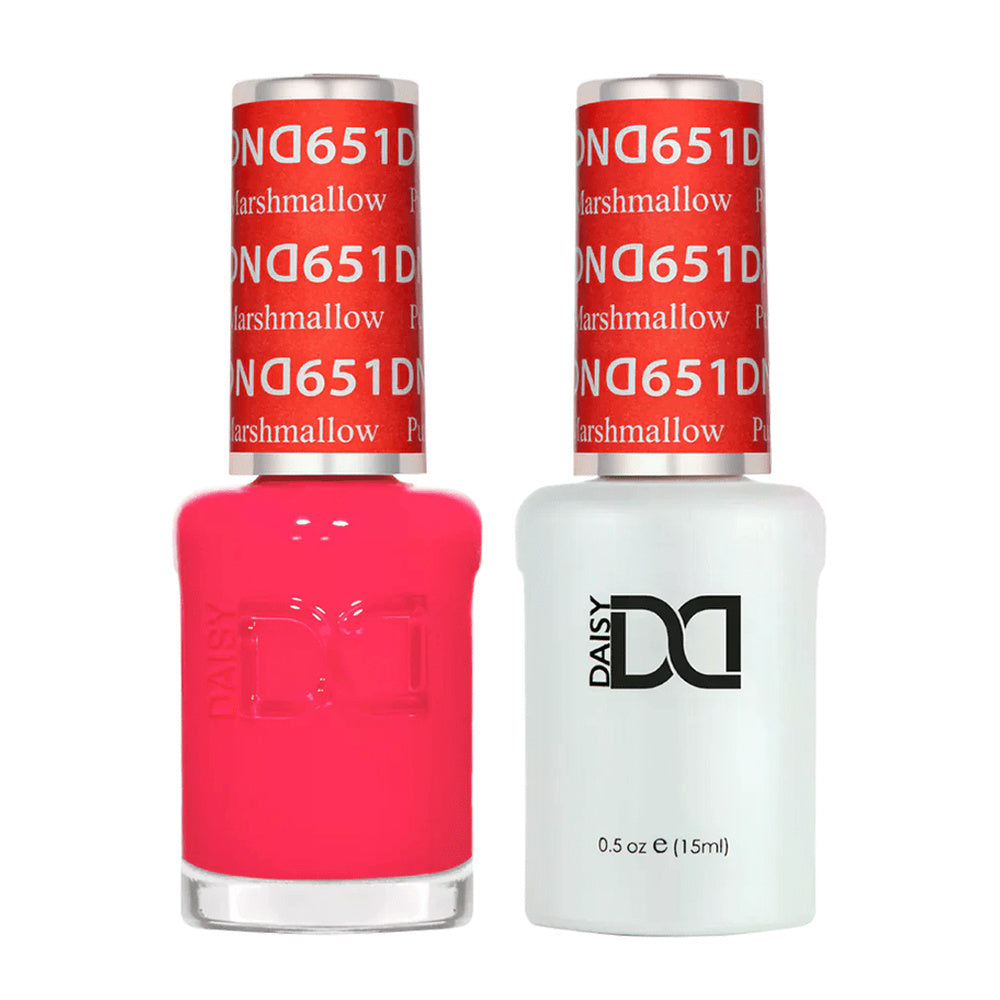 DND Duo 651 Punch Marshmallow, gel polish and matching nail lacquer bottles