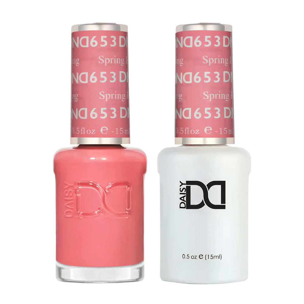 DND Duo 653 Spring Fling, gel polish and matching nail lacquer bottles