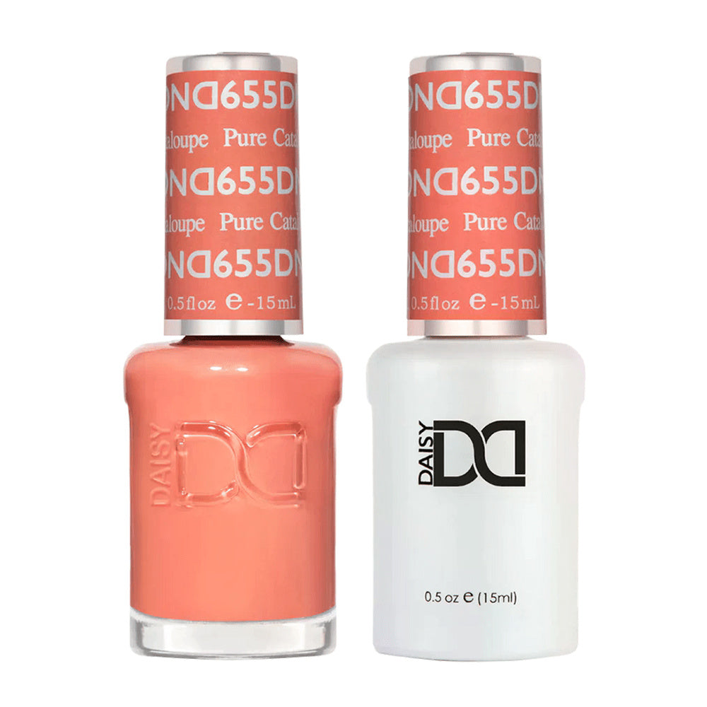 DND Duo 655 Pure Cantaloupe, gel polish and matching nail lacquer bottles
