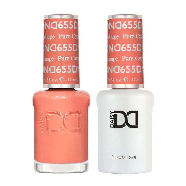 DND Duo 655 Pure Cantaloupe, gel polish and matching nail lacquer bottles
