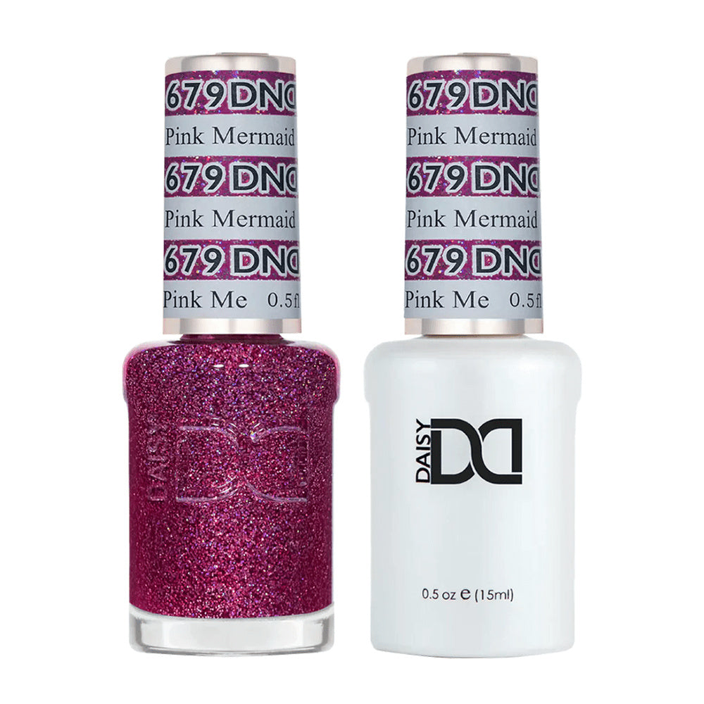 DND Duo 679 Pink Mermaid, gel polish and matching nail lacquer bottles