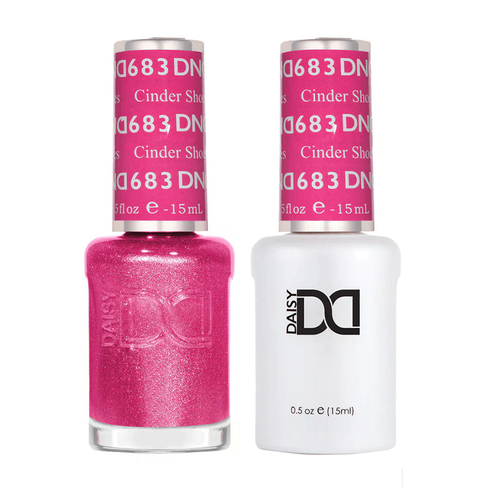 DND Duo 683 Cinder Shoes, gel polish and matching nail lacquer bottles