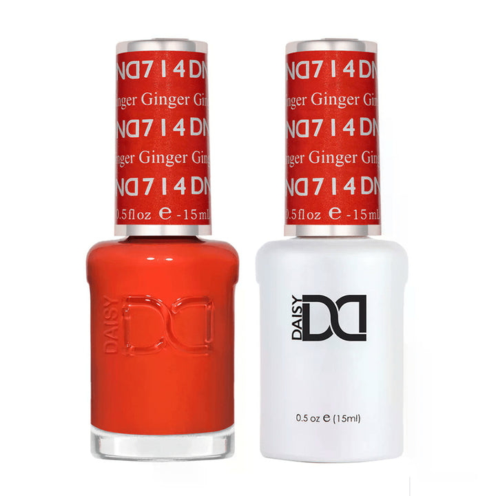 DND Duo 714 Ginger, gel polish and matching nail lacquer bottles
