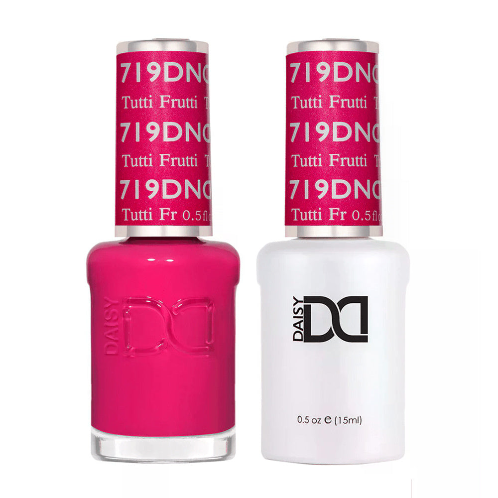 DND Duo 719 Tutti Frutti, gel polish and matching nail lacquer bottles
