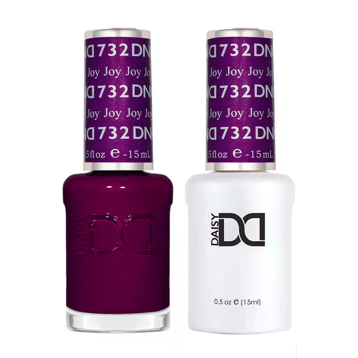 DND Duo 732 Joy, gel polish and matching nail lacquer bottles