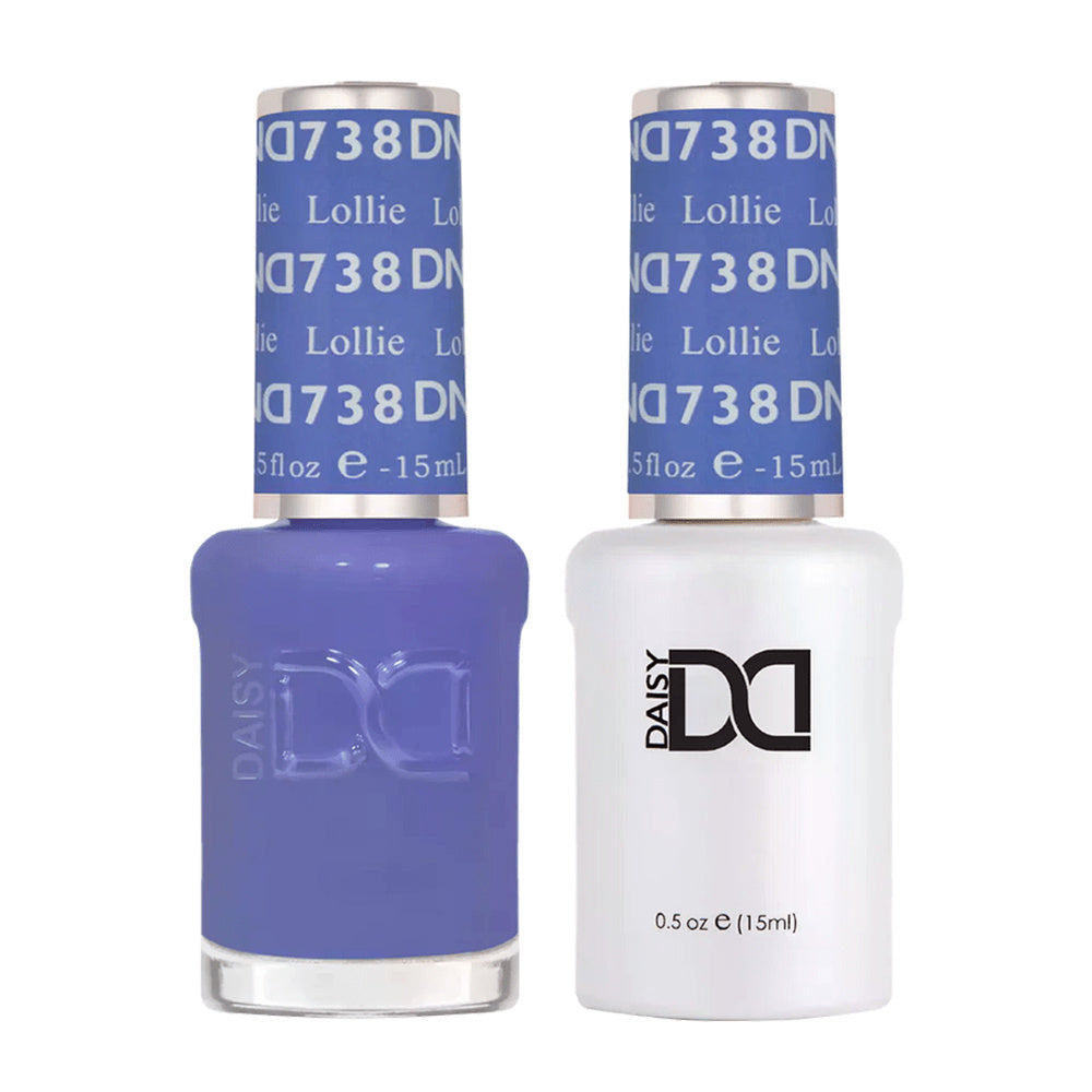 DND Duo 738 Lollie, gel polish and matching nail lacquer bottles