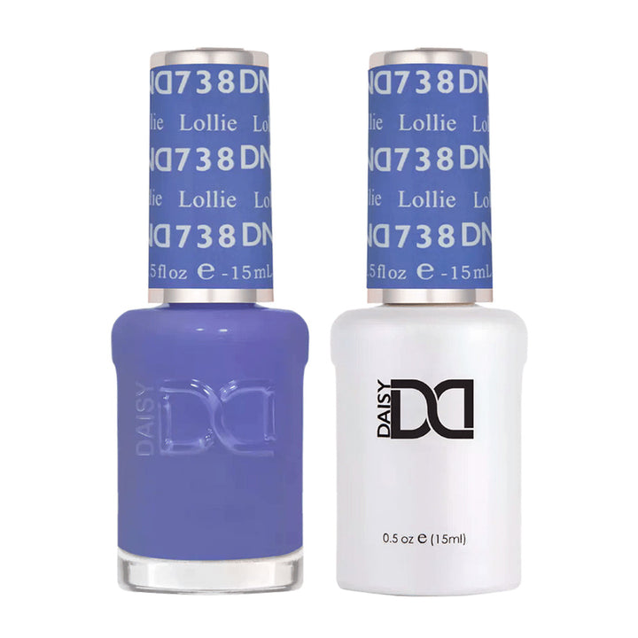 DND Duo 738 Lollie, gel polish and matching nail lacquer bottles