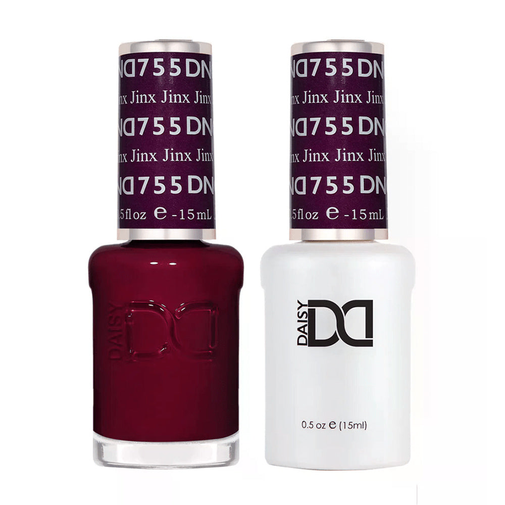 DND Duo 755 Jinx, gel polish and matching nail lacquer bottles