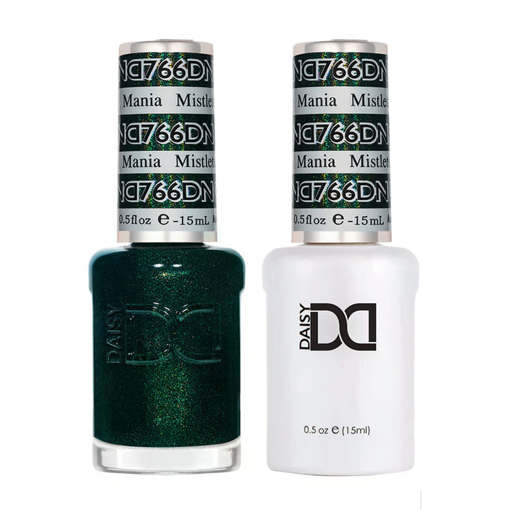 DND Duo 766 Mistletoe Mania, gel polish and matching nail lacquer bottles