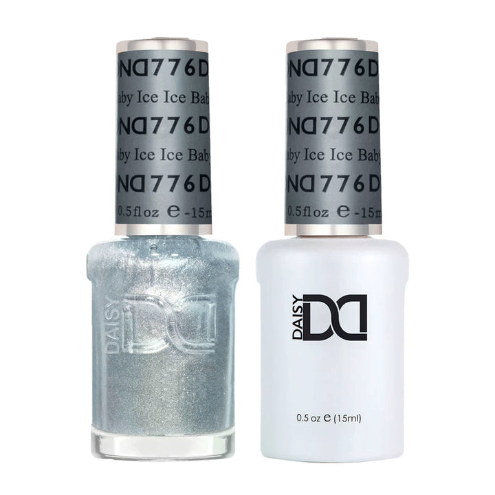 DND Duo 776 Ice Ice Baby, gel polish and matching nail lacquer bottles