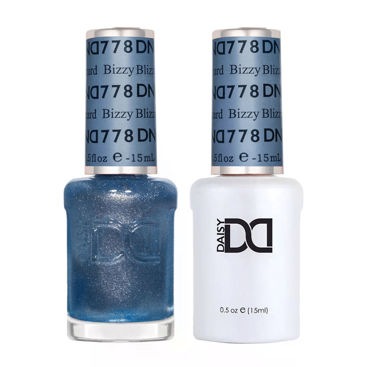 DND Duo 778 Bizzy Blizzard, gel polish and matching nail lacquer bottles