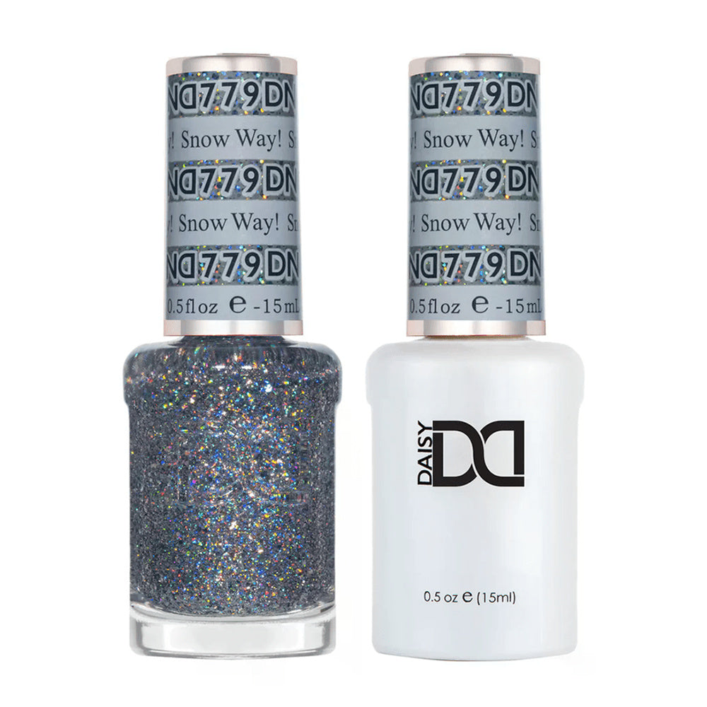 DND Duo 779 Snow Way!, gel polish and matching nail lacquer bottles