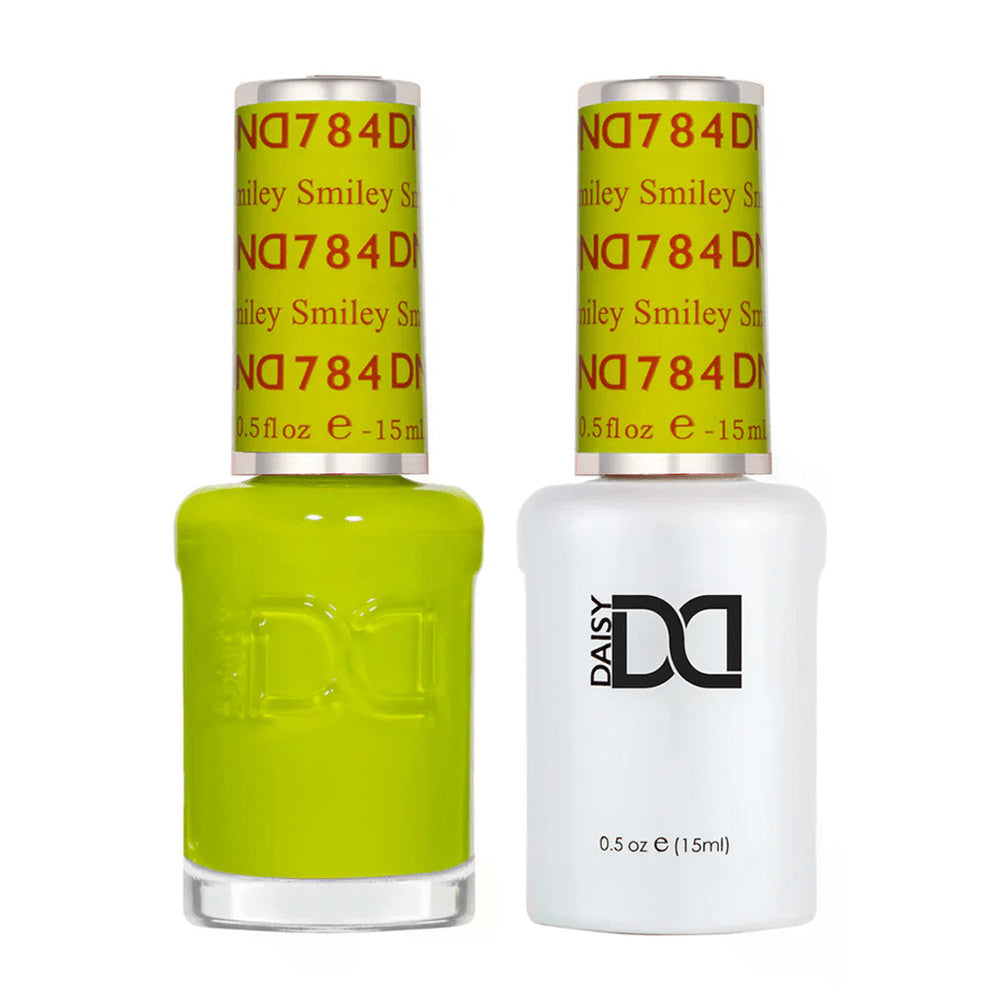 DND Duo 784 Smiley, gel polish and matching nail lacquer bottles