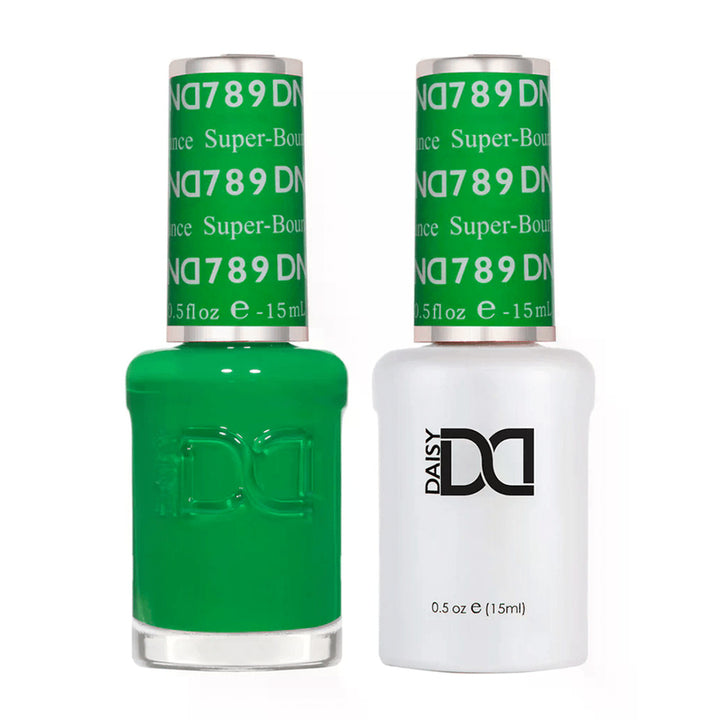 DND Duo 789 Super-bounce, gel polish and matching nail lacquer bottles