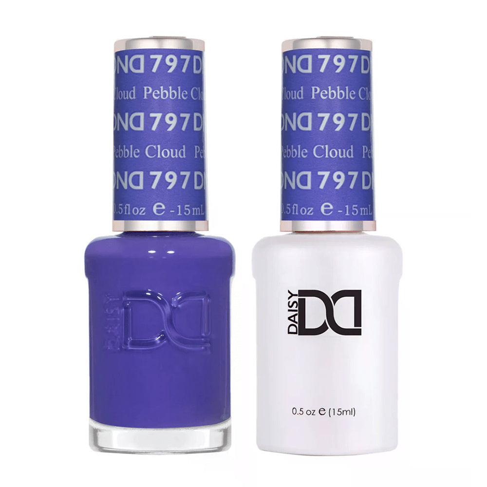 DND Duo 797 Pebble Cloud, gel polish and matching nail lacquer bottles