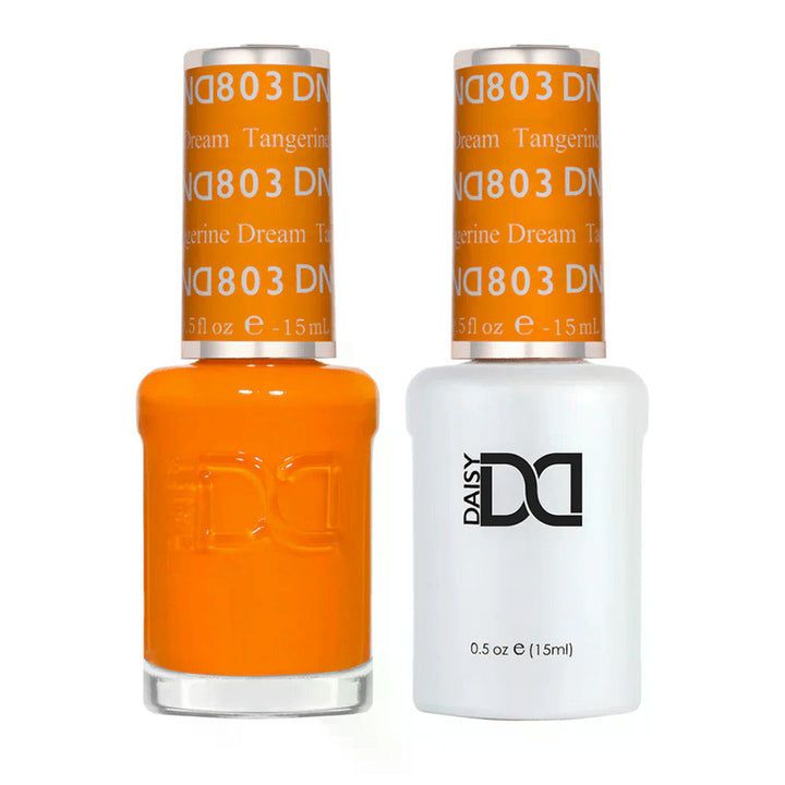 DND Duo 803 Tangerine Dream, gel polish and matching nail lacquer bottles