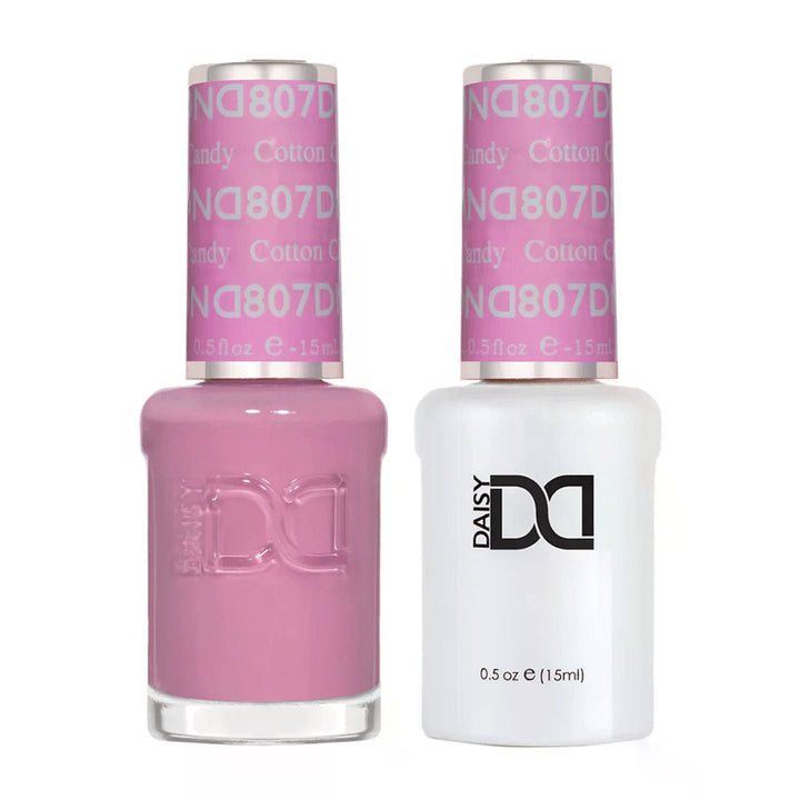 DND Duo 807 Cotton Candy, gel polish and matching nail lacquer bottles