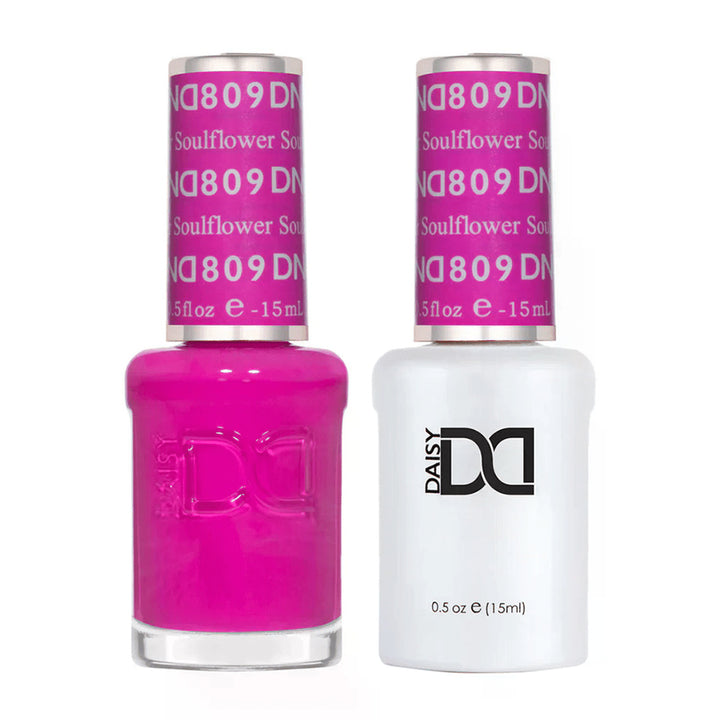 DND Duo 809 Soulflower, gel polish and matching nail lacquer bottles