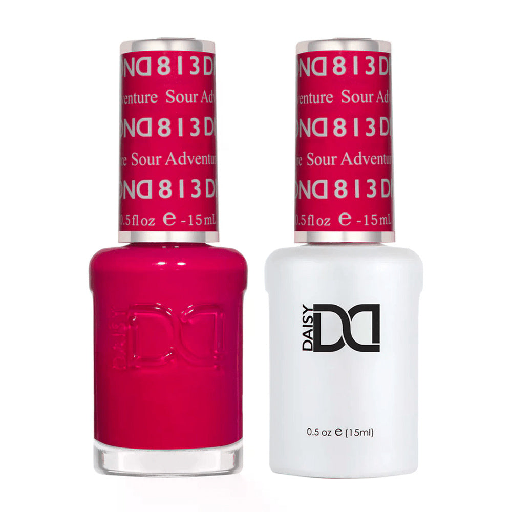 DND Duo 813 Sour Adventure, gel polish and matching nail lacquer bottles