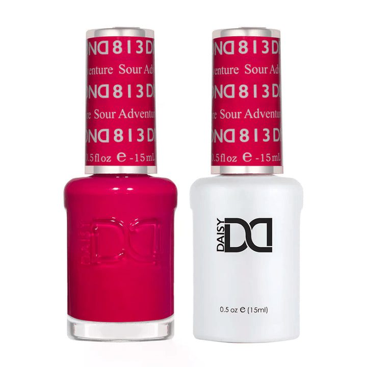 DND Duo 813 Sour Adventure, gel polish and matching nail lacquer bottles