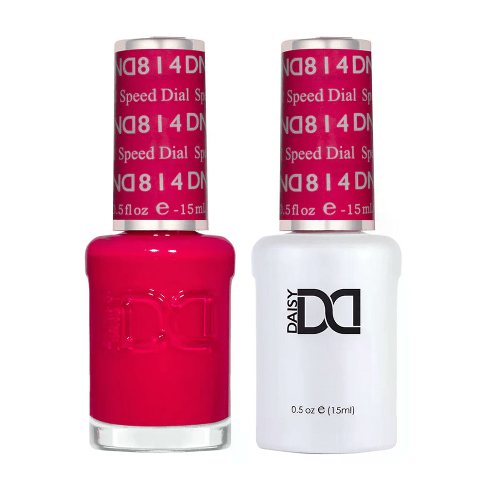 DND Duo 814 Speed Dial, gel polish and matching nail lacquer bottles