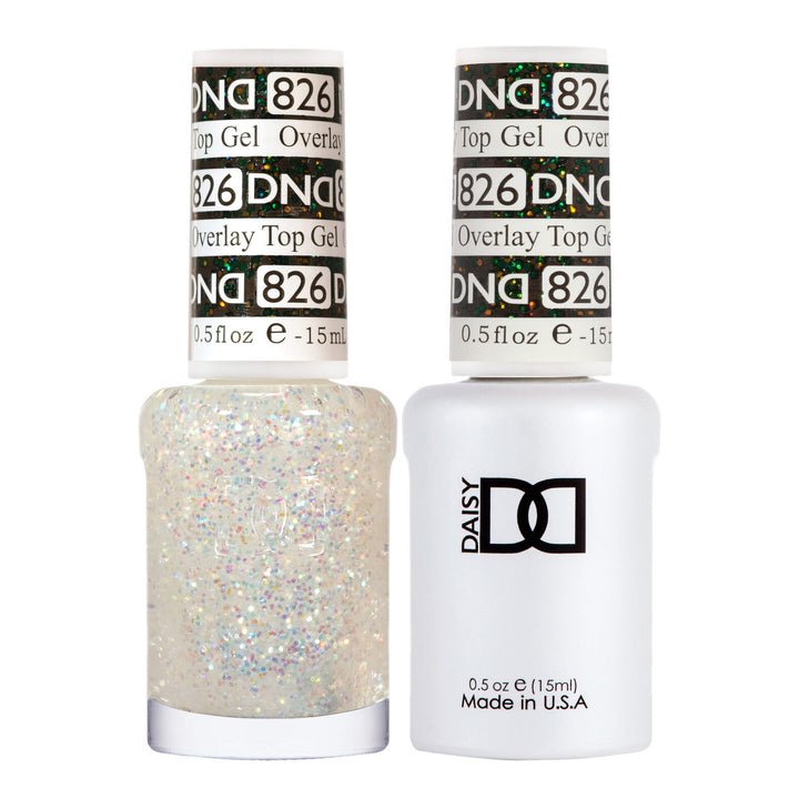 DND Duo 826 Overlay Top GEL, gel polish and matching nail lacquer bottles