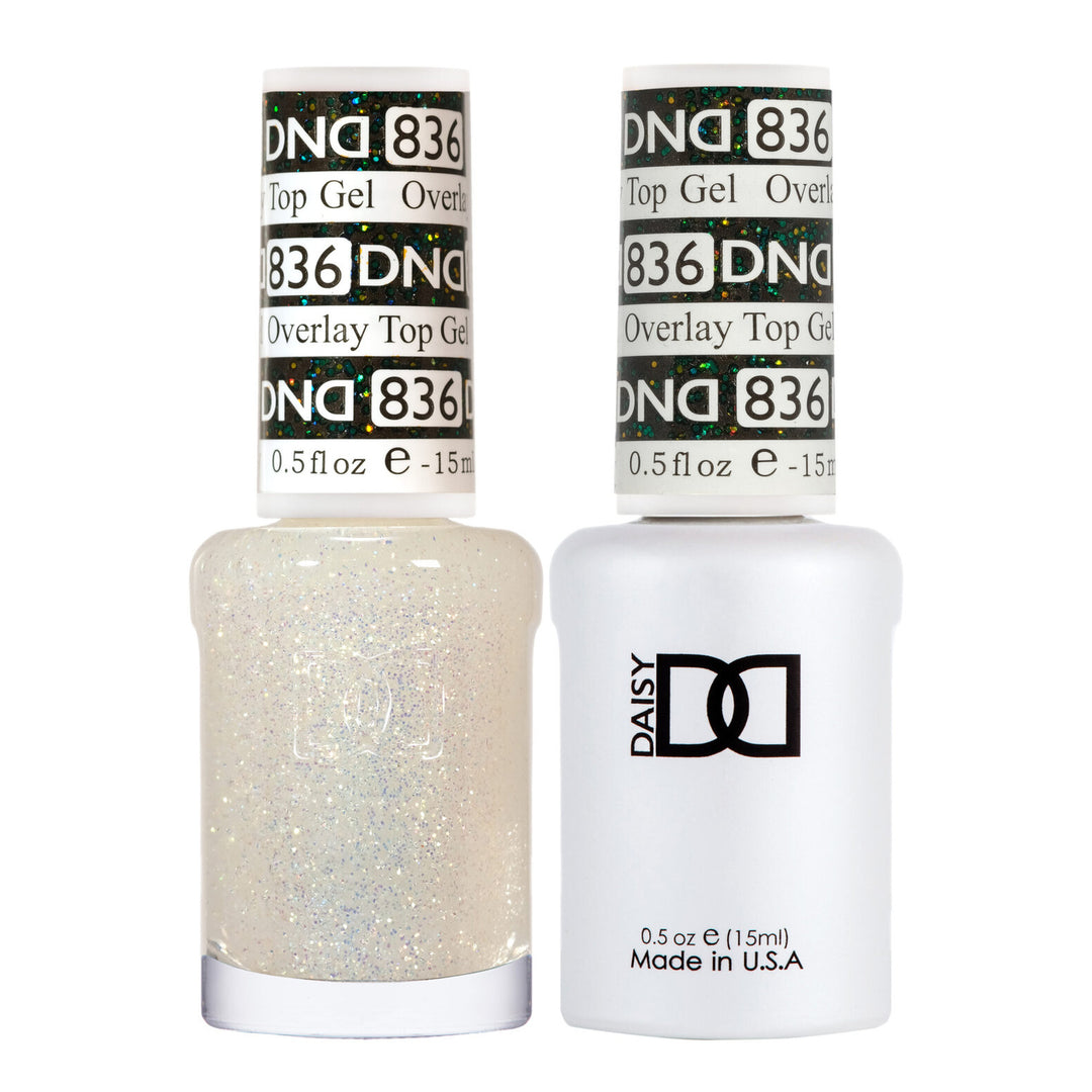 DND Duo 836 Overlay Top GEL, gel polish and matching nail lacquer bottles