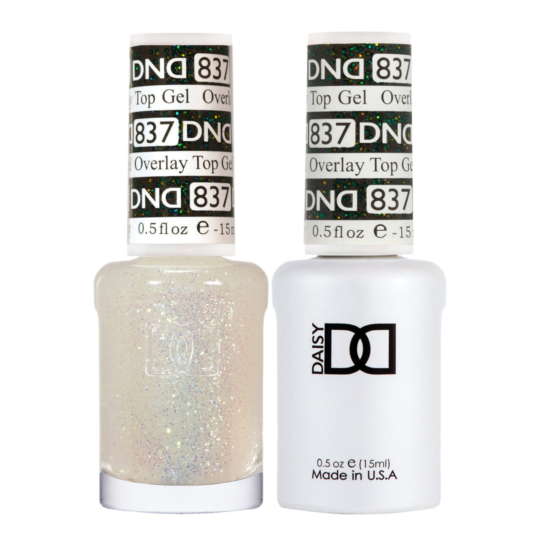 DND Duo 837 Overlay Top GEL, gel polish and matching nail lacquer bottles