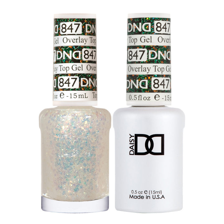 DND Duo 847 Overlay Top GEL, gel polish and matching nail lacquer bottles