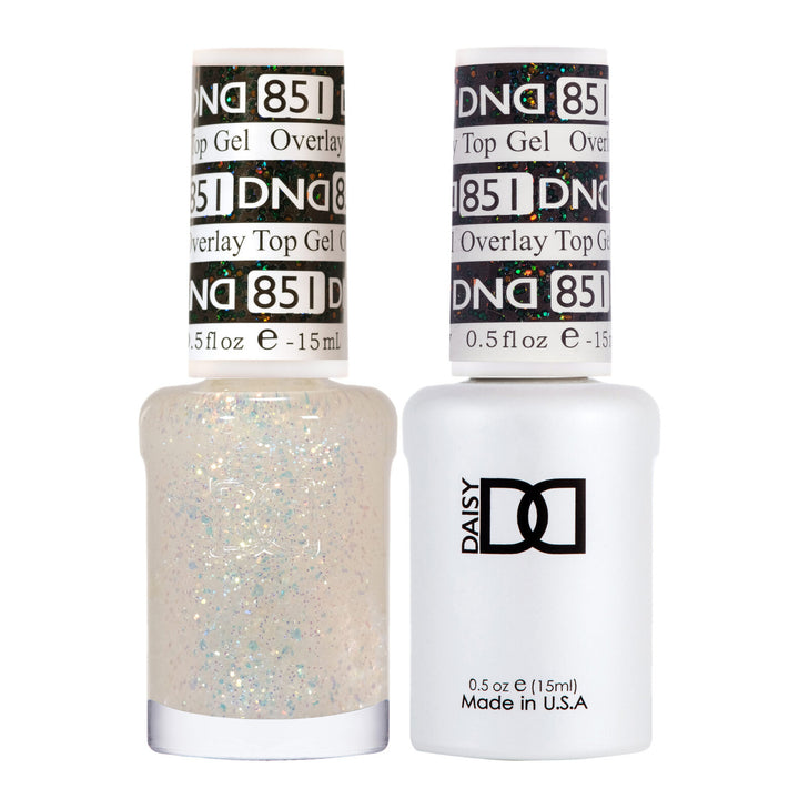 DND Duo 851 Overlay Top GEL, gel polish and matching nail lacquer bottles