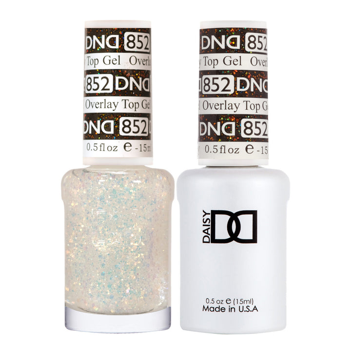 DND Duo 852 Overlay Top GEL, gel polish and matching nail lacquer bottles