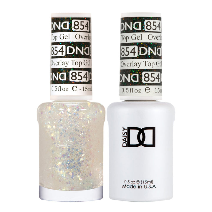 DND Duo 854 Overlay Top GEL, gel polish and matching nail lacquer bottles