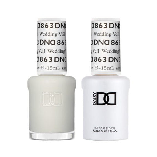 DND Duo 863 Wedding Veil, gel polish and matching nail lacquer bottles