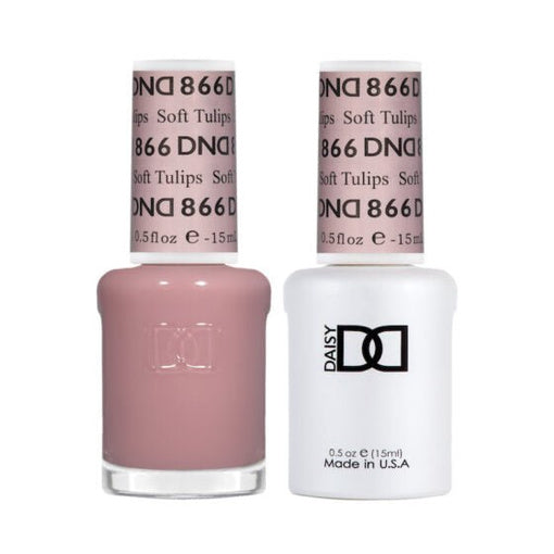 DND Duo 866 Soft Tulips, gel polish and matching nail lacquer bottles