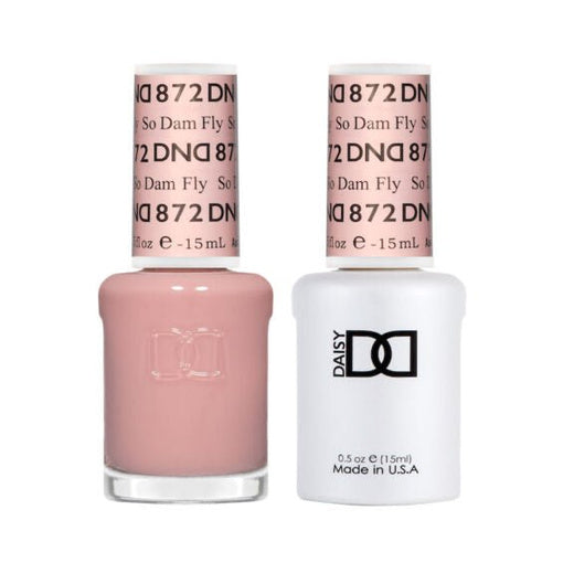 DND Duo 872 So Damn Fly, gel polish and matching nail lacquer bottles