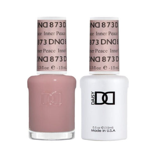DND Duo 873 Inner Peace, gel polish and matching nail lacquer bottles