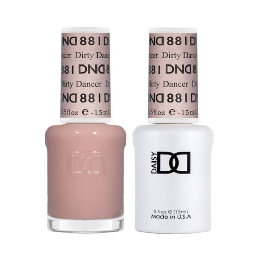 DND Duo 881 Dirty Dancer, gel polish and matching nail lacquer bottles