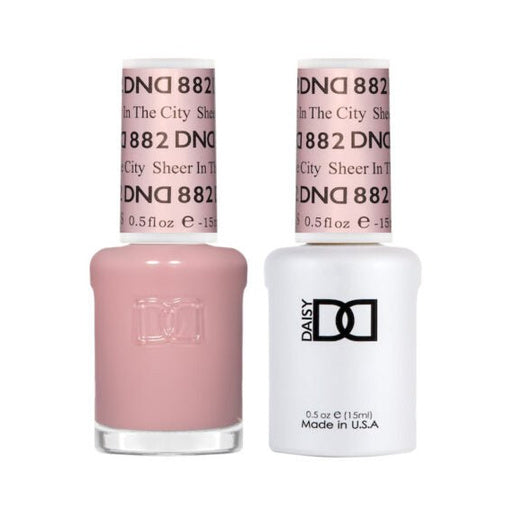 DND Duo 882 Sheer In The City, gel polish and matching nail lacquer bottles