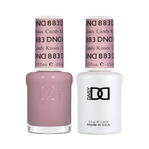DND Duo 883 Candy Kisses, gel polish and matching nail lacquer bottles