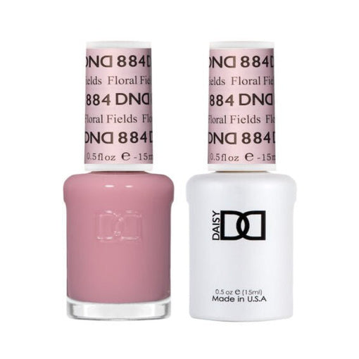 DND Duo 884 Floral Fields, gel polish and matching nail lacquer bottles
