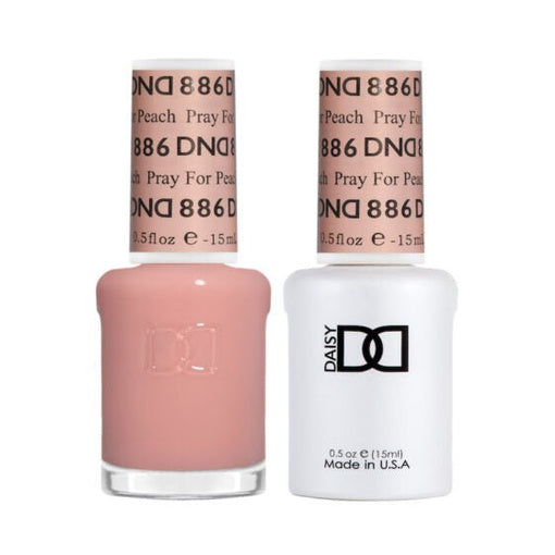 DND Duo 886 Pray For Peach, gel polish and matching nail lacquer bottles