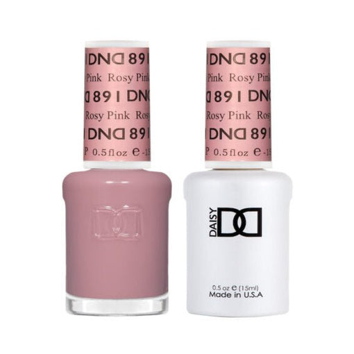 DND Duo 891 Rosy Pink, gel polish and matching nail lacquer bottles