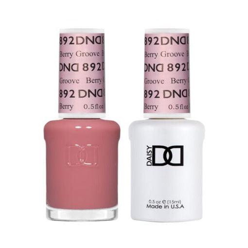 DND Duo 892 Berry Groove, gel polish and matching nail lacquer bottles