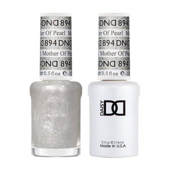 DND Duo 894 Mother Of Pearl, gel polish and matching nail lacquer bottles