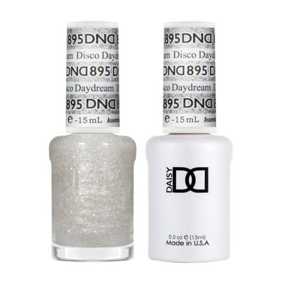 DND Duo 895 Disco Daydream, gel polish and matching nail lacquer bottles